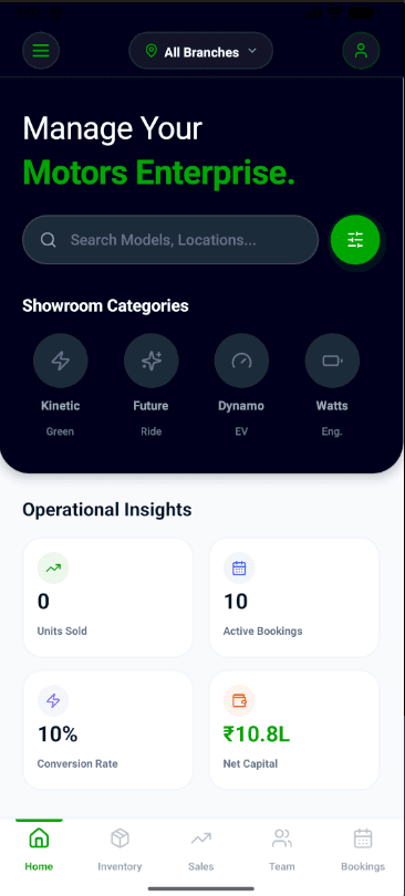 KVR Mobile App Showroom Screen